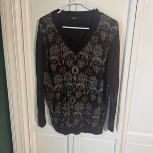 Mossimo Dark Brown and Light Gray V-Neck Sweater
